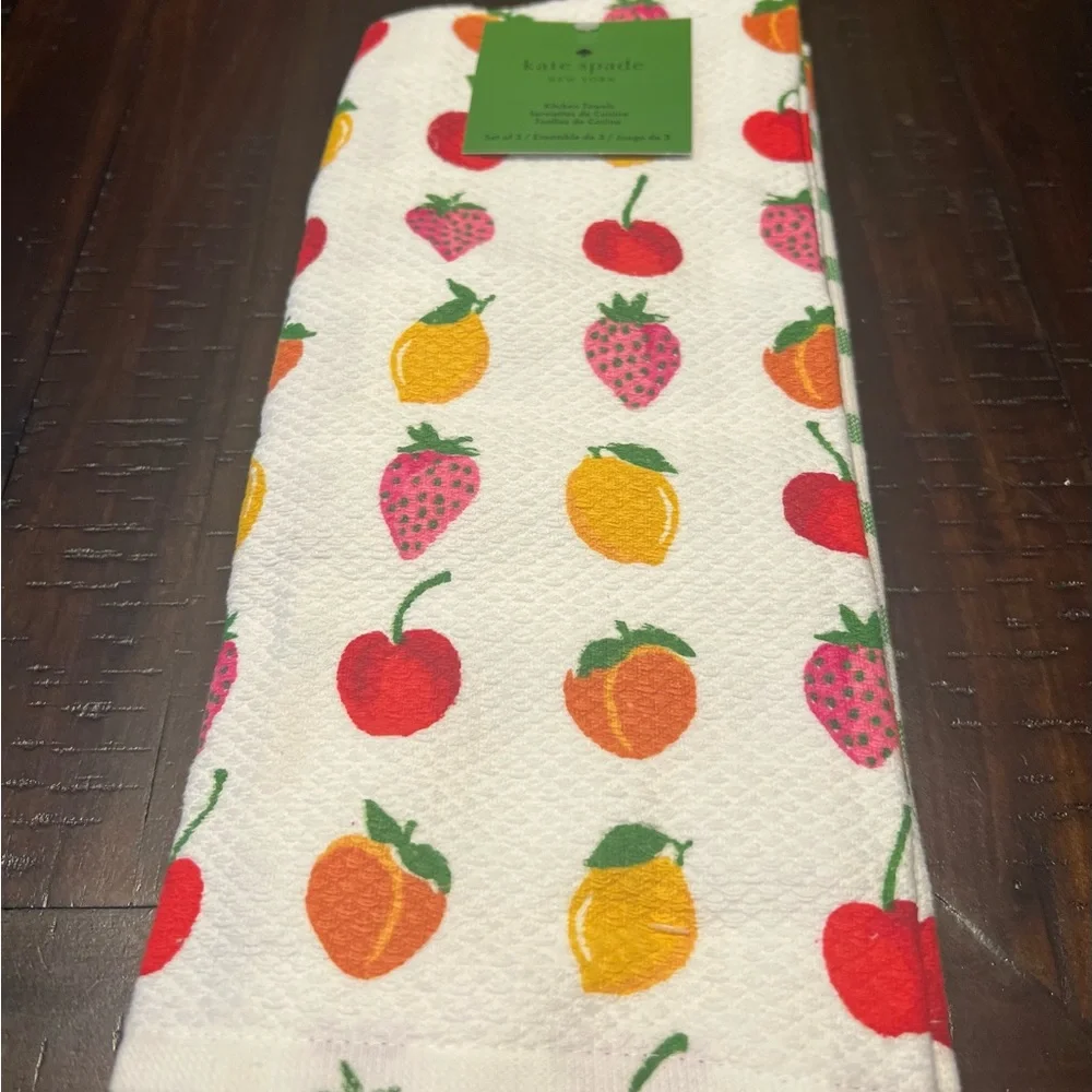 Kate Spade New York Assortment of fFruits Colorful Kitchen Towels Set of 3